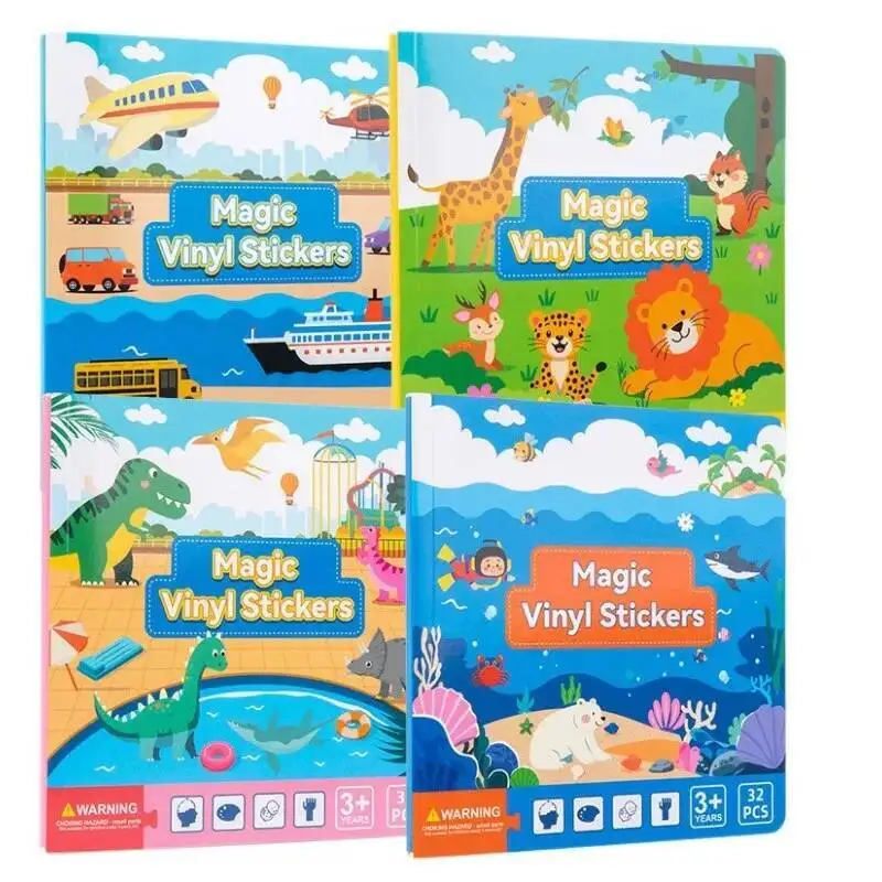 Libro de pegatinas reutilizable, múltiples escenarios, rompecabezas DIY de dibujos animados, libro silencioso y ocupado, juguetes educativos de aprendizaje cognitivo para niños