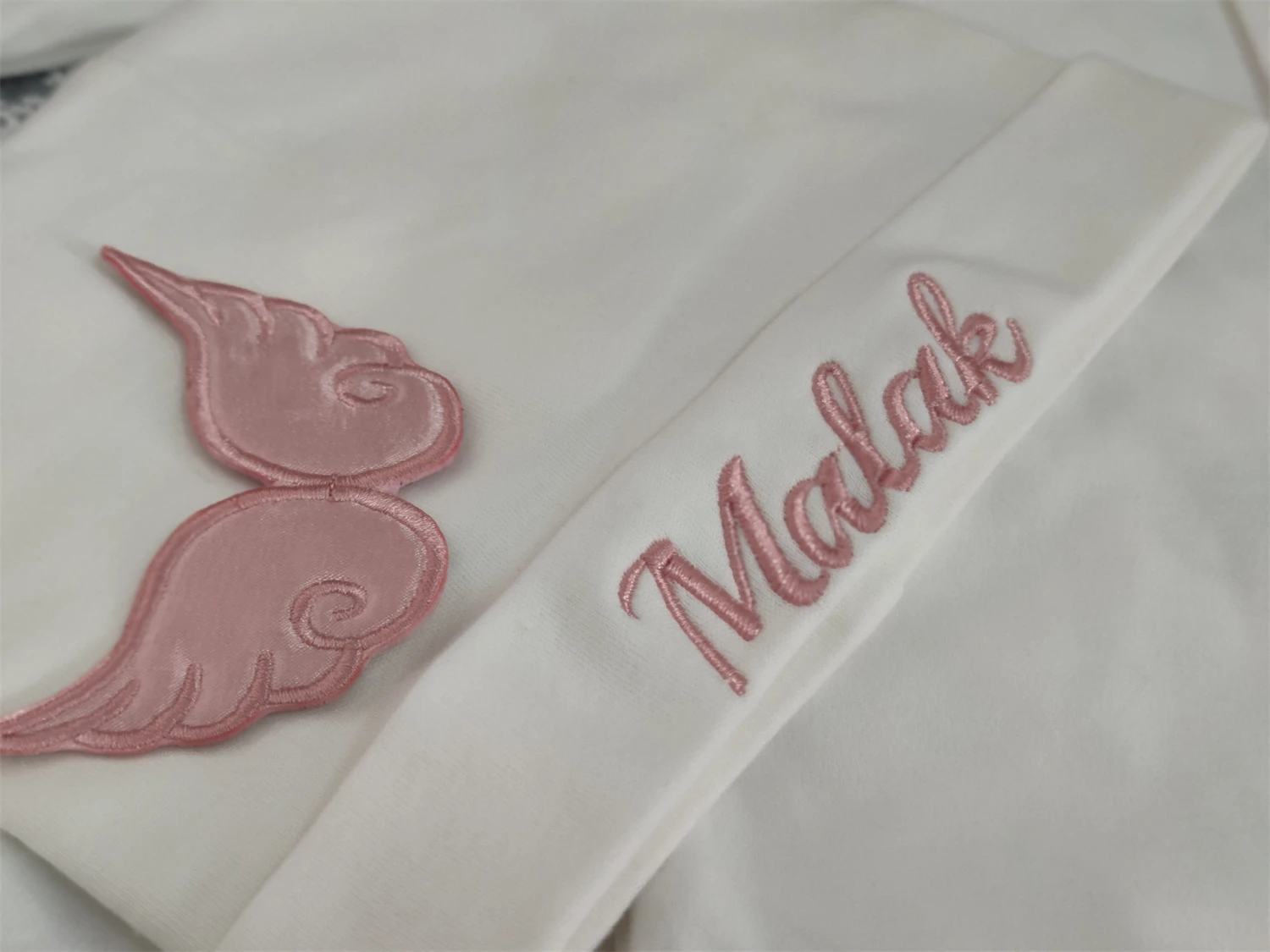 Dollbling salida de Hospital 5 uds bordado nombre recién nacido ángulo alas mameluco manta guardería ropa de cama Swaddle traje infantil hecho a mano - imagen 5