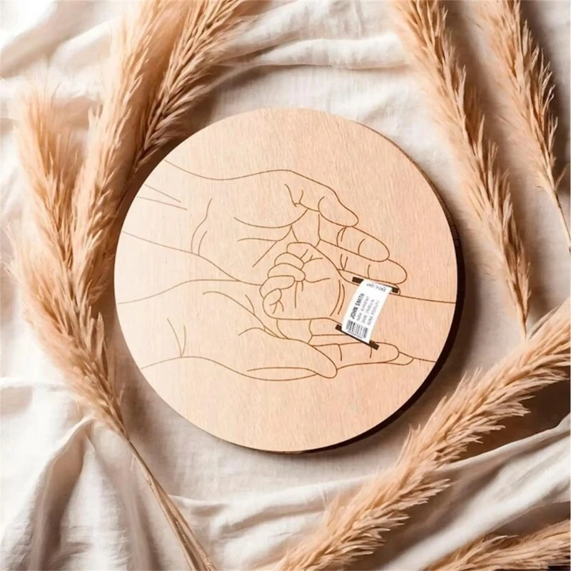 Soporte de pulsera de anuncio de nacimiento de recién nacido de madera Natural, recuerdo grabado, soporte de exhibición de banda de Hospital para bebé, registro de fecha de nacimiento