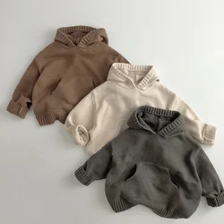 Jersey de punto fino con capucha y bolsillo para niños