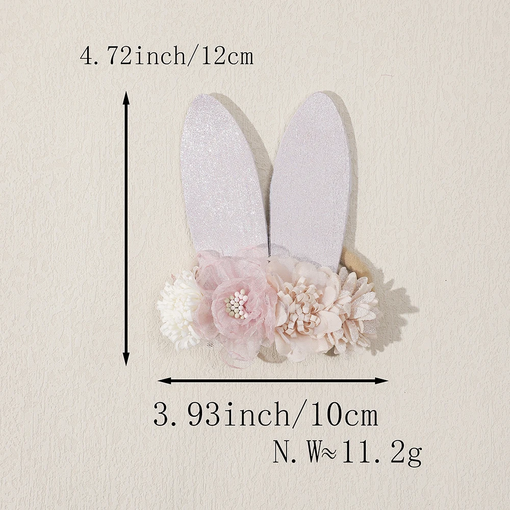 Diadema para bebé del día de Pascua, accesorios de fotografía recién nacido con Orejas de conejo, diademas de nailon para niño y niña, tocado de fiesta de flores elástico bonito, 5 uds. - imagen 4