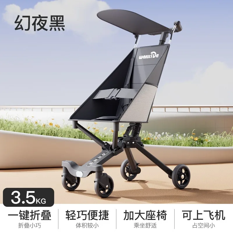 Carro para niños ultraligero para caminar para bebés, paraguas de bolsillo plegable mágico, carro de estación, marco de aleación de magnesio