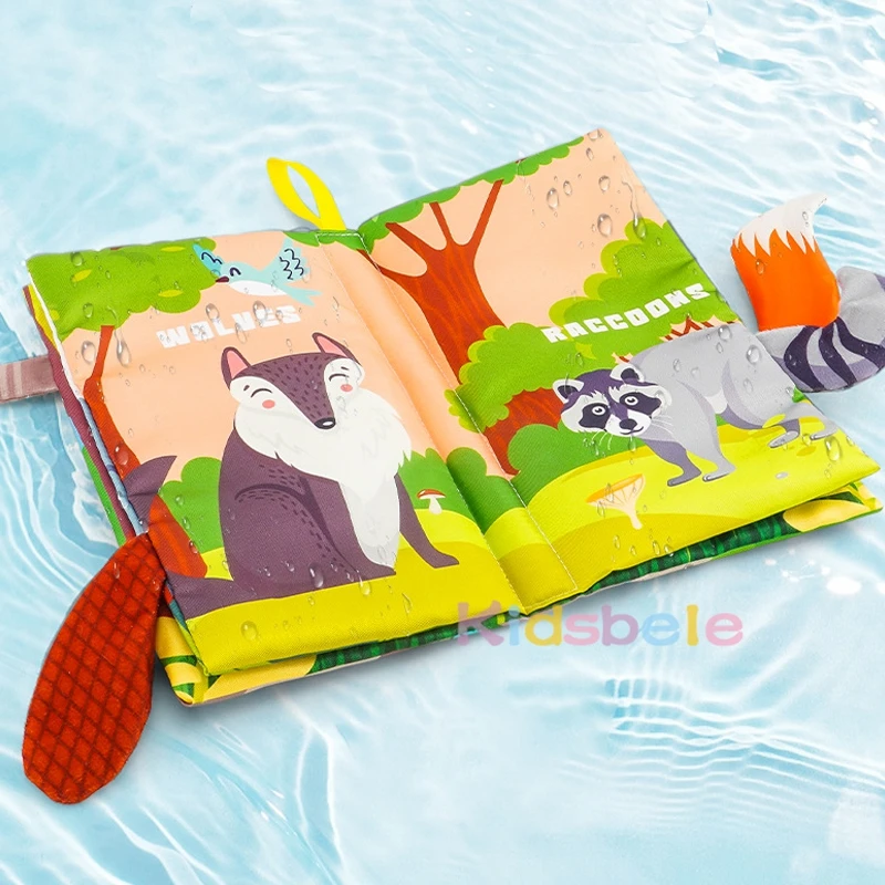 Libro de cola de tela suave para bebé – Libro arrugado sensorial Montessori con colas de animales para aprendizaje temprano infantil - imagen 4