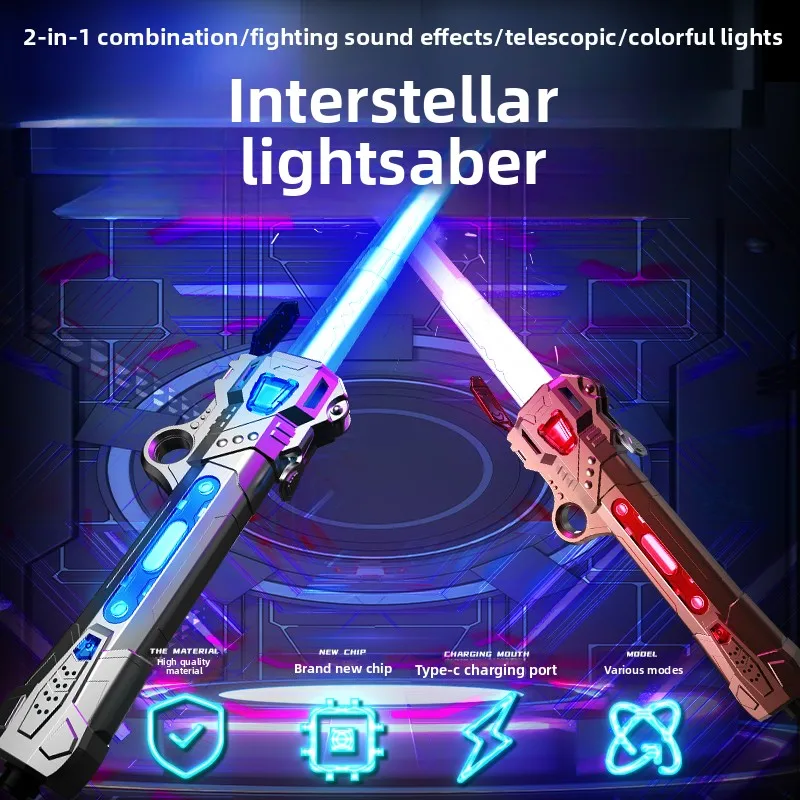 Espada de juguete telescópica con luces y música para niños - imagen 4