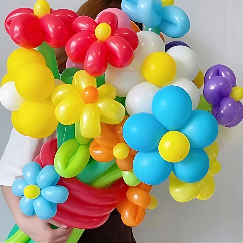 50 unids/pack globo espiral/largo/corazón/forma redonda disponible mezcla aleatoria globos de colores accesorios de decoración del hogar de vacaciones ZYF - imagen 3