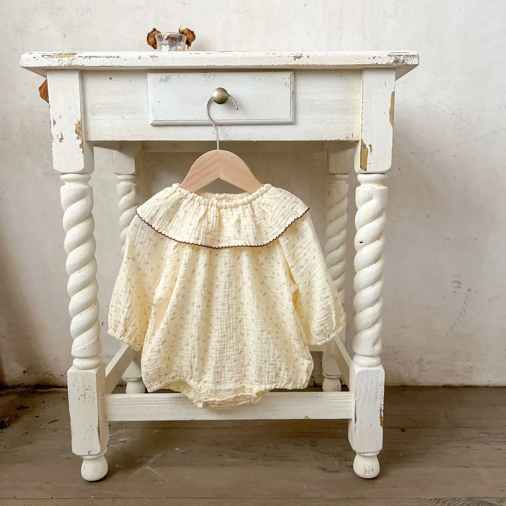 MILANCEL-ropa de bebé de 0 a 3 años, mono Floral coreano bonito para niña pequeña, cuello de hoja de loto de 100 días, una pieza - imagen 4