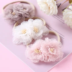 Diadema de flores de gasa para niñas – Banda elástica suave