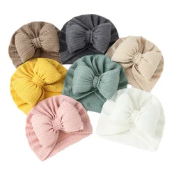 Gorro turbante de algodón para recién nacido con lazo