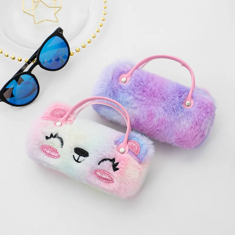 Nuevo estuche de gafas de dibujos animados de peluche: estilos de oso, koala y unicornio. ¡Bolsa de mano/moneda para niños, portátil, resistente a la presión, plegable, práctica! - imagen 2