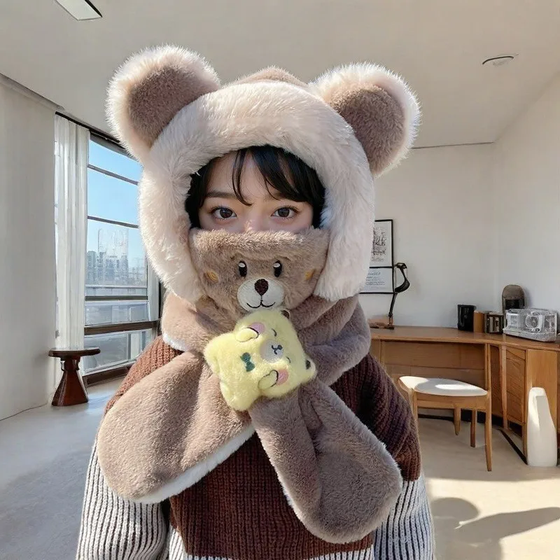 Gorro bufanda niño invierno con protección orejas y tejido felpa - imagen 3