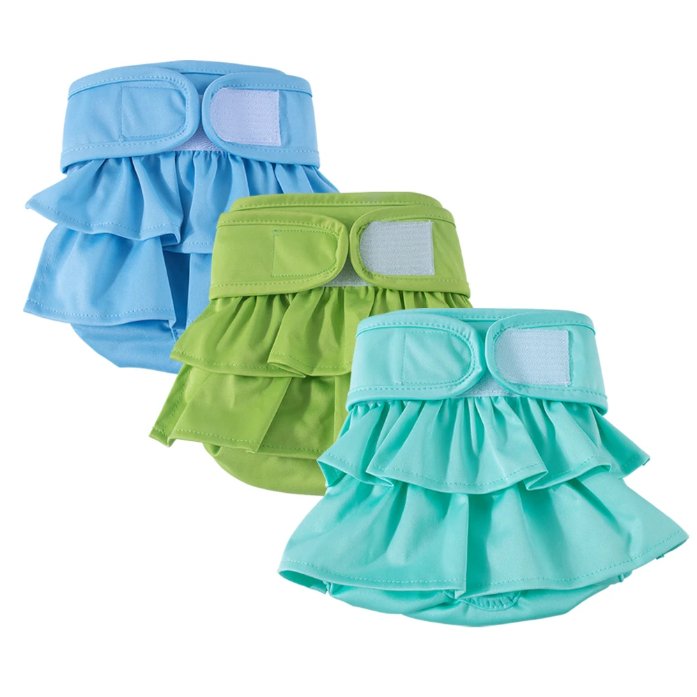 Pañales para perros femeninos lavables y reutilizables de Color sólido, diseño a prueba de fugas de alta absorción, 6 colores, 4 tamaños, pantalón sanitario femenino, 1 ud. - imagen 5