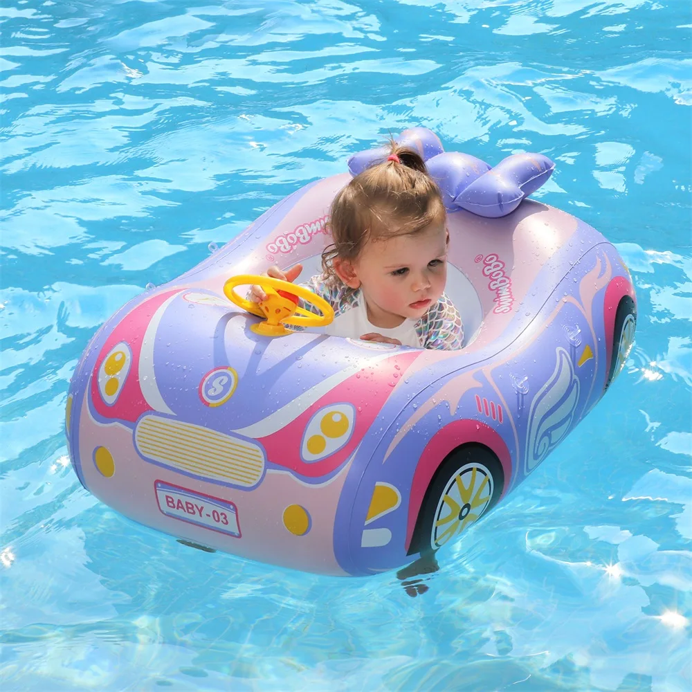Swimbobo-flotador de asiento de coche para niños, flotador inflable infantil, barco de natación de verano, juguete de agua circular con dosel - imagen 2