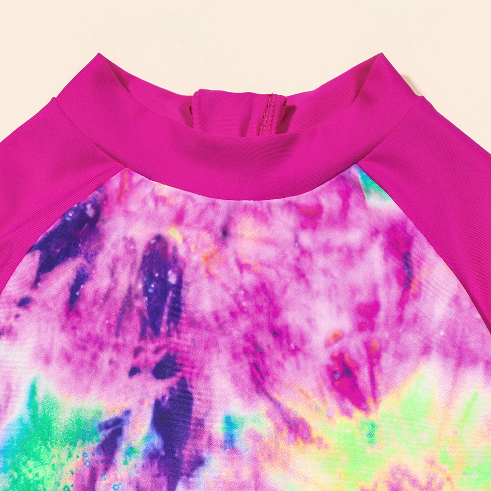 Bañador tie-dye para niña con volantes y manga larga - imagen 4