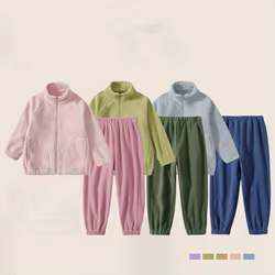 Conjunto de ropa para niñas y niños, abrigo de invierno de lana Polar para niños, Tops y pantalones, traje cálido