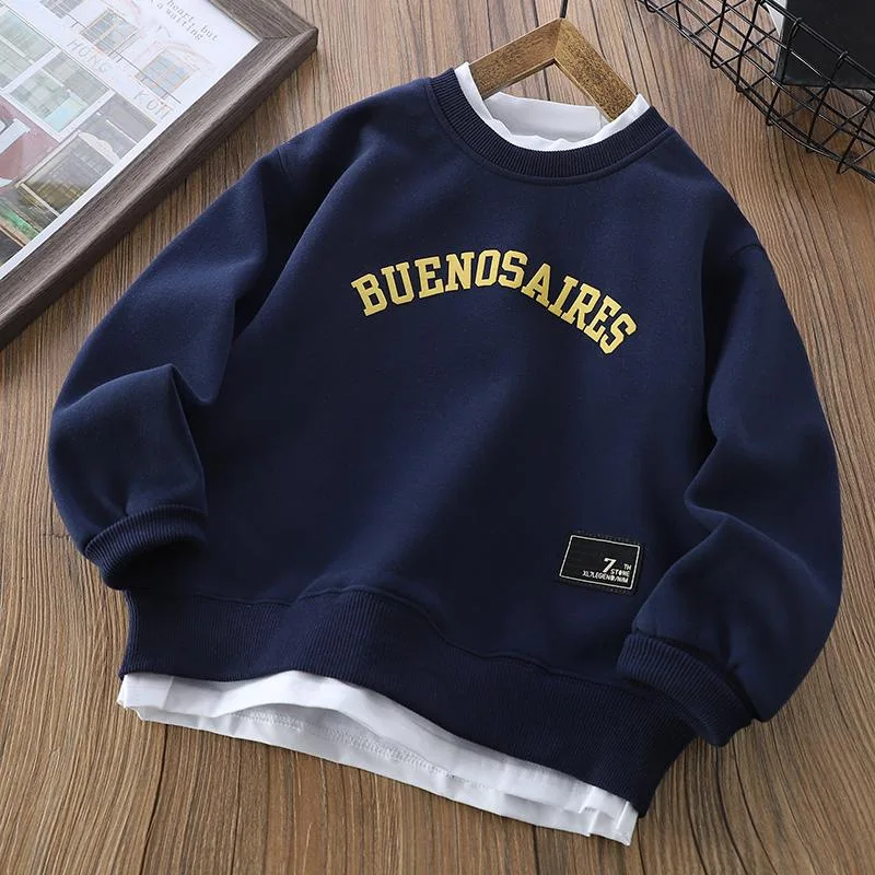 Sudadera infantil de cuello redondo con estampado de otoño - imagen 4