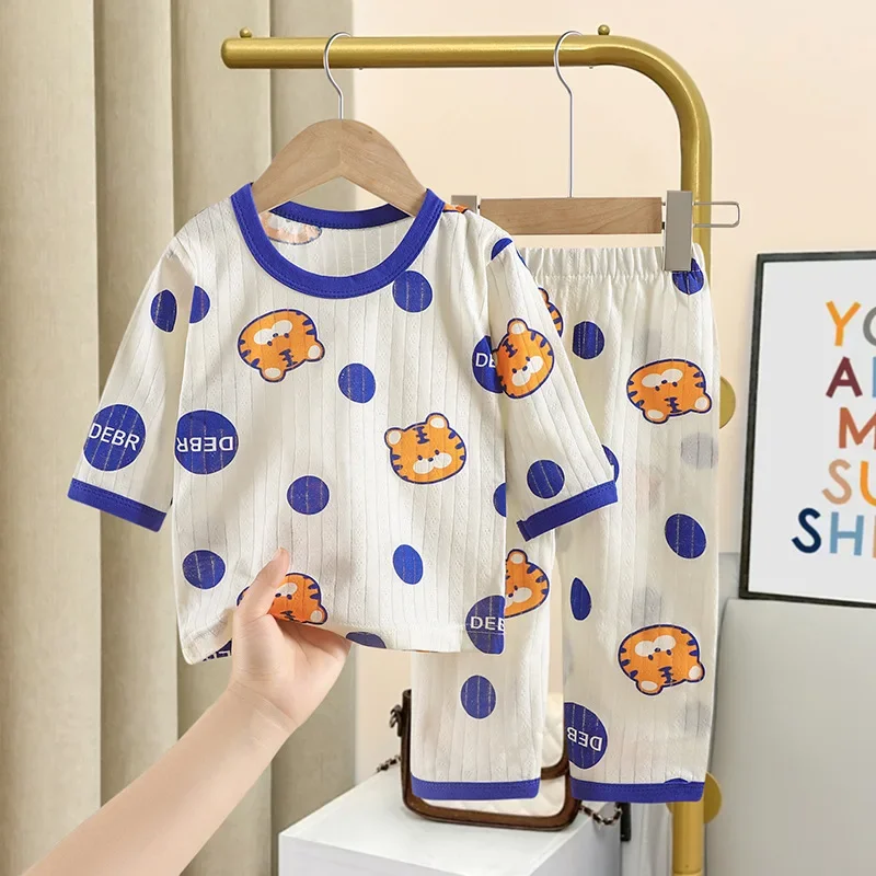 1-5 Years Summer New Children's Loungewear Boys Air Conditioning Clothes Korean Version Girls Cotton Suit Thin Baby Pajamas - imagen 2