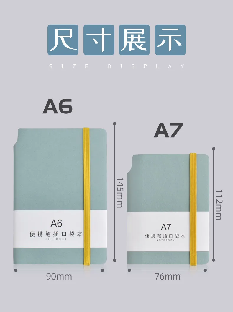 Cuaderno A7 con hermosas bolsillos, Mini cuadernos portátiles, papelería de negocios, diario pequeño femenino grueso para la escuela semanal