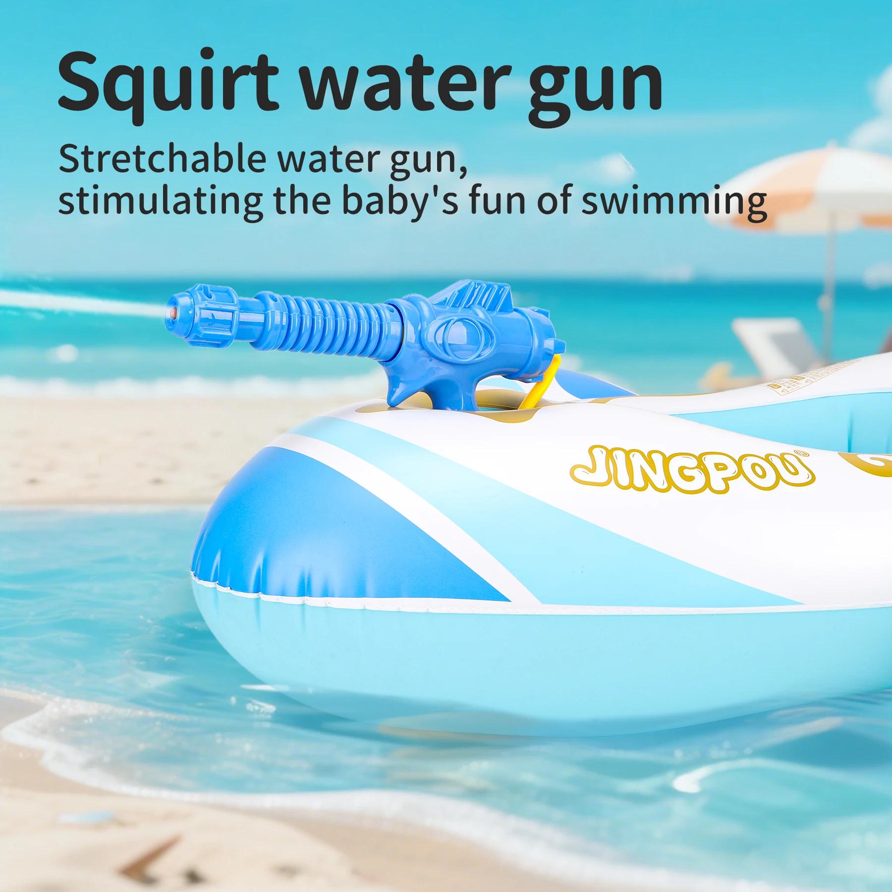 Swimbobo azul niños avión asiento de natación flotador anillo inflable flotante para verano barco de natación círculo baño pistola de agua juguete - imagen 3