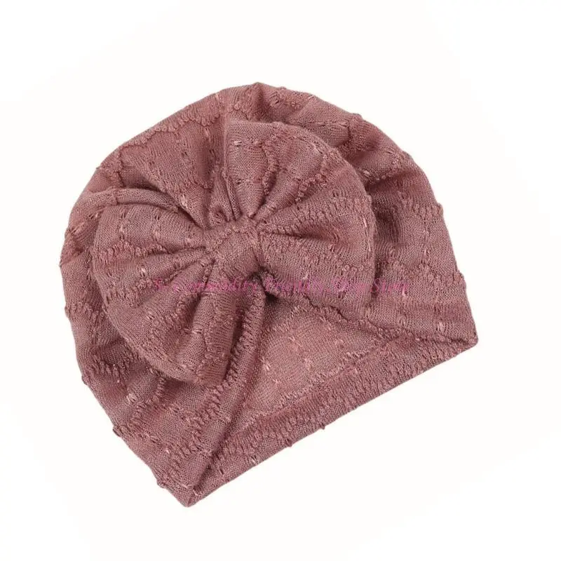 85AE Bebé Turbante Sombrero Bowknot Decoración Sombreros Color Sólido para Fiestas Ducha - imagen 2