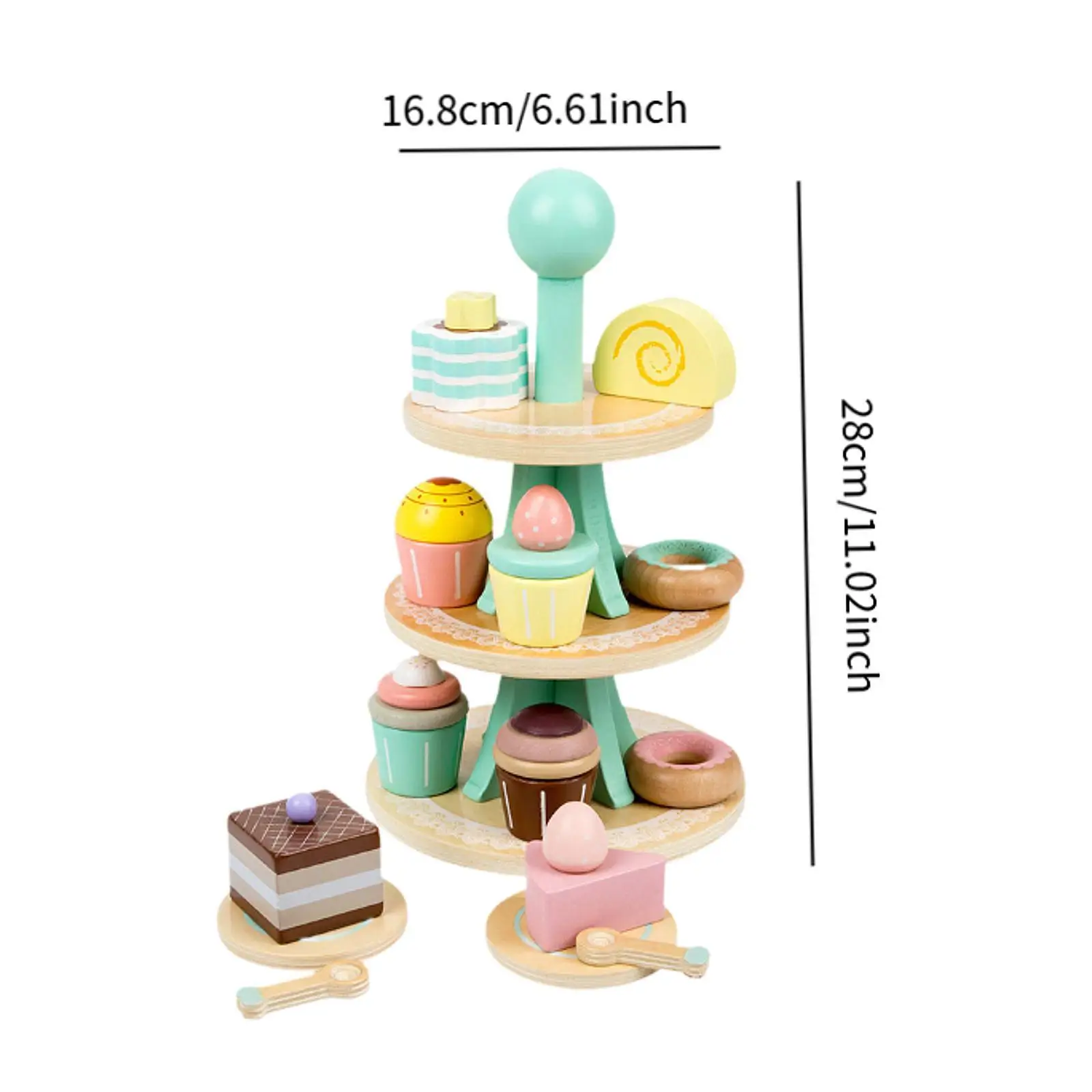 Wooden Tea Party Set Food Kitchen Accessories for Kids 2 3 4 5 6 Year Old