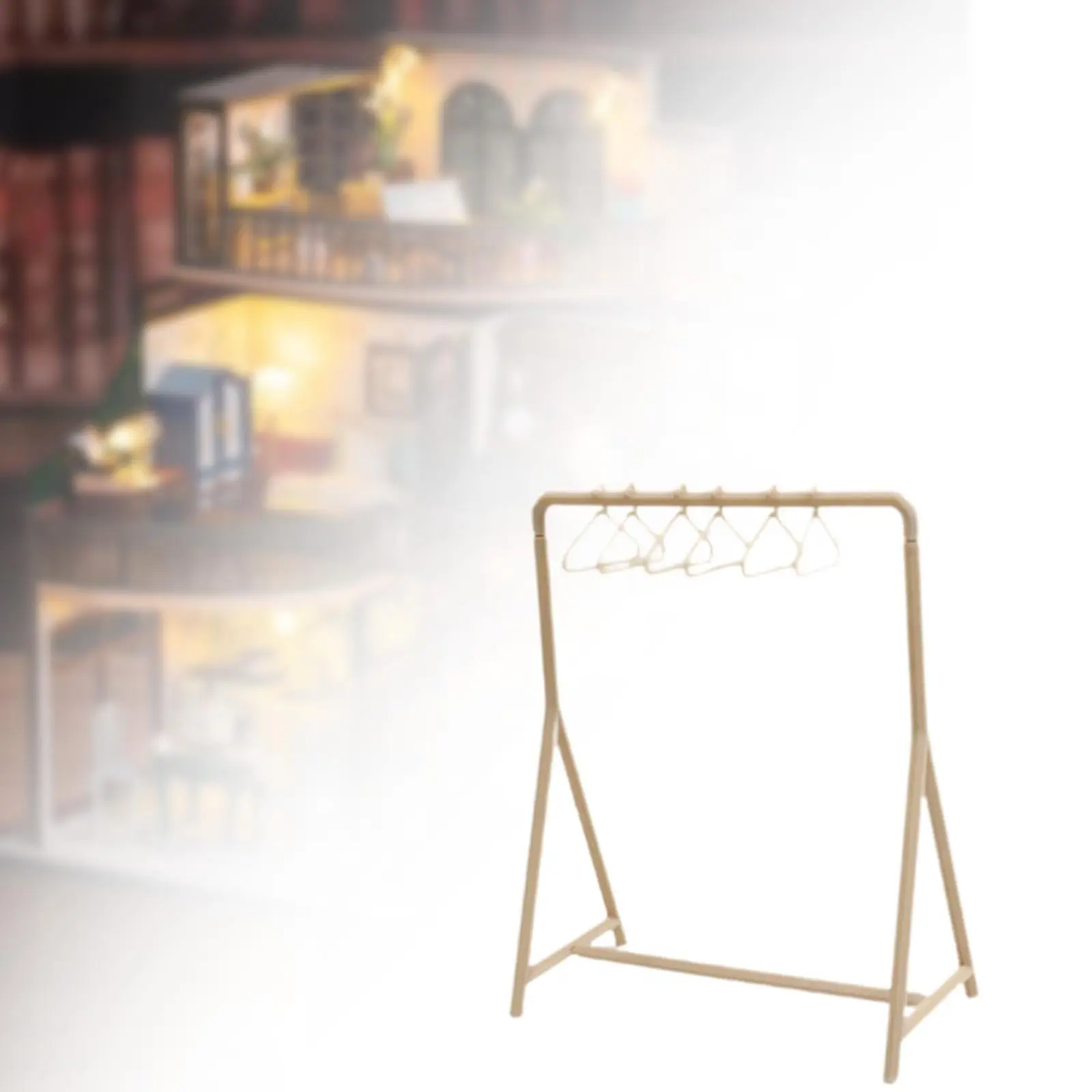 1/12 Scale Garment Rack with Hangers Handmade Mini Model for Living Room