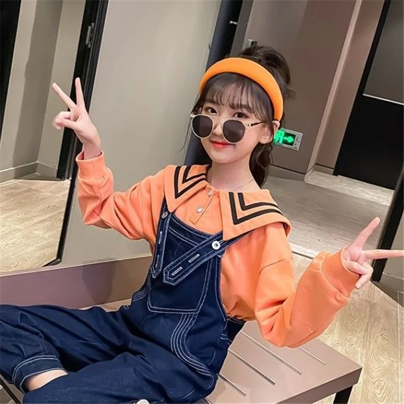 Monos de mezclilla informales para niñas, monos medianos y grandes, estilo de primavera y otoño, monos de mezclilla versátiles a la moda, nuevos - imagen 5