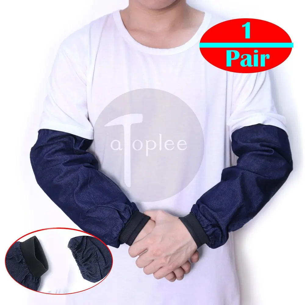 Mangas protectoras de brazo alargadas para soldador, mangas de brazo de soldadura azul vaquero, mangas de trabajo, protección térmica resistente a cortes, 1 par - imagen 4
