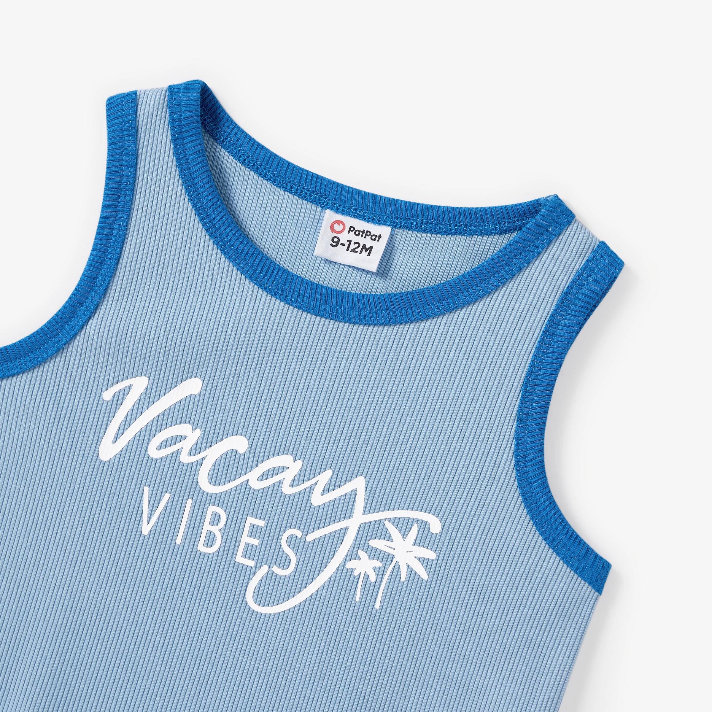 PatPat Mommy and Me Matching Vacation Vibe Camiseta sin mangas acanalada azul claro - imagen 3