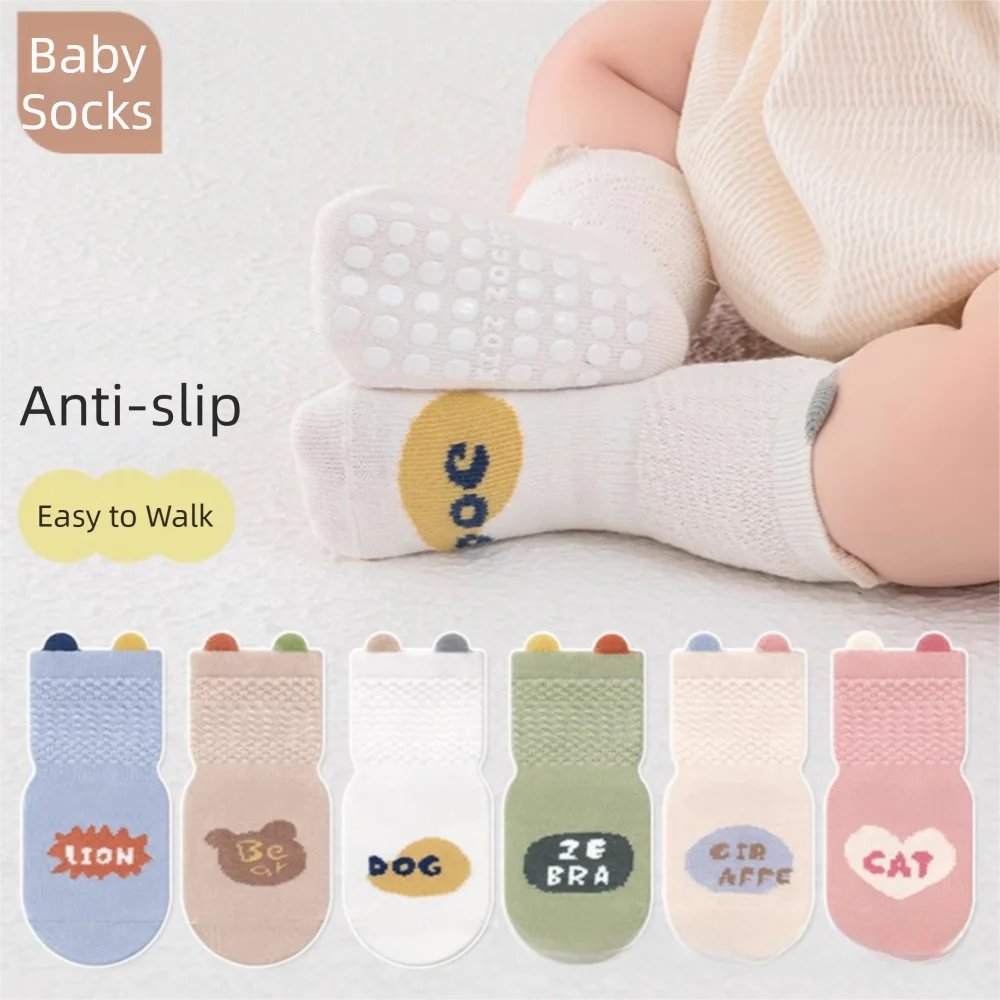 Calcetines antideslizantes a la moda, calcetines transpirables y cómodos para niños pequeños, calcetines cortos con orejas bonitas para bebé - imagen 3
