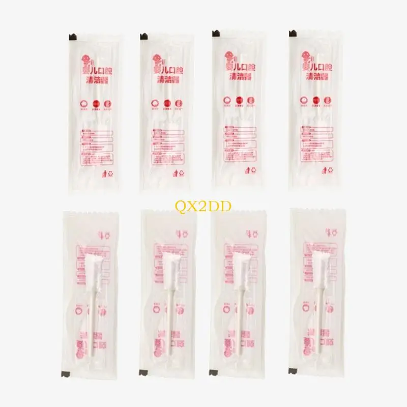 QX2D 30 unids/caja limpiador lengua bebé, cepillo dientes gasa desechable, varilla papel, cepillo limpieza - imagen 5
