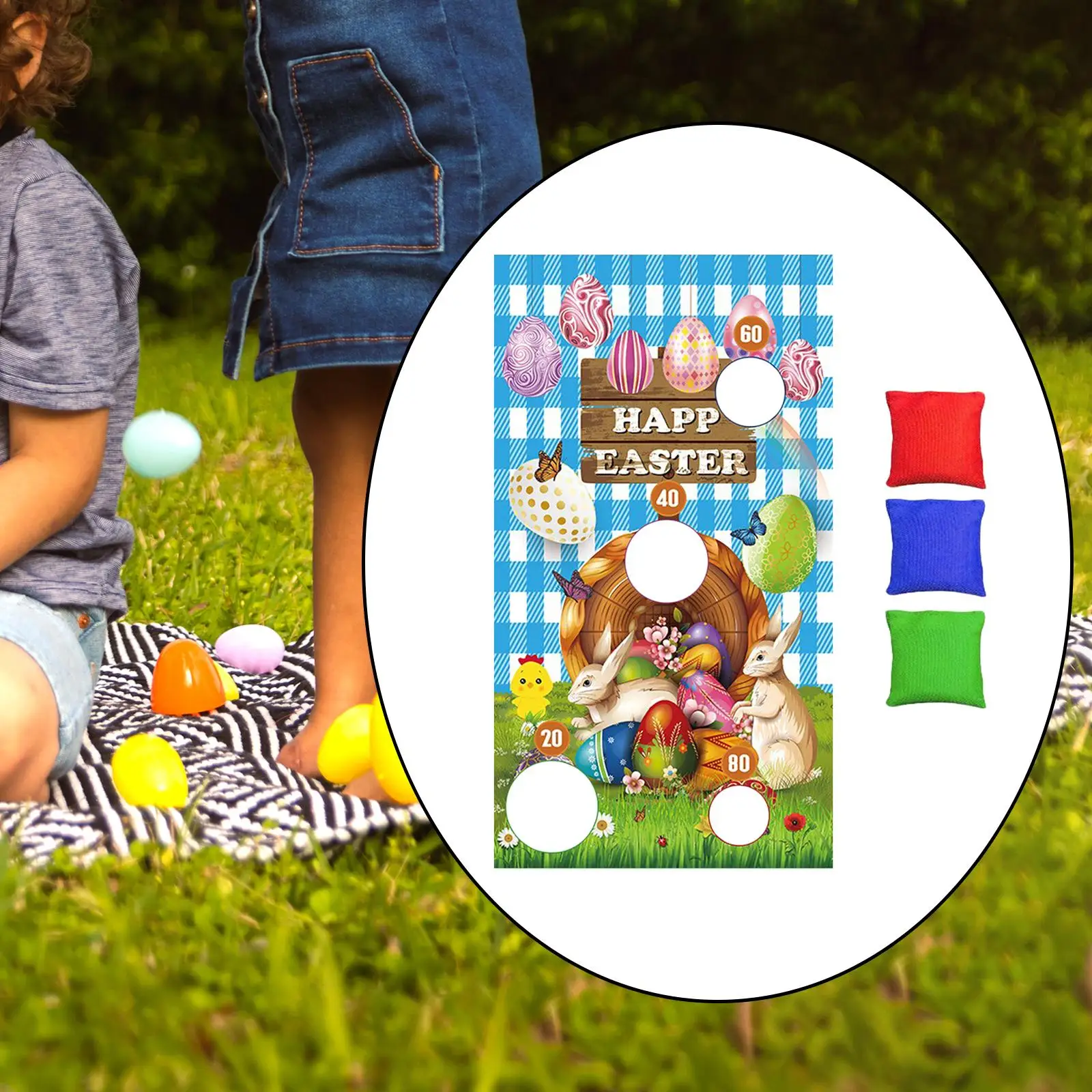 Easter Hanging Toss Games Reusable Party Supplies Toys for Kids Adults Easter Decorations Camping Games Beach Backdrop Banner