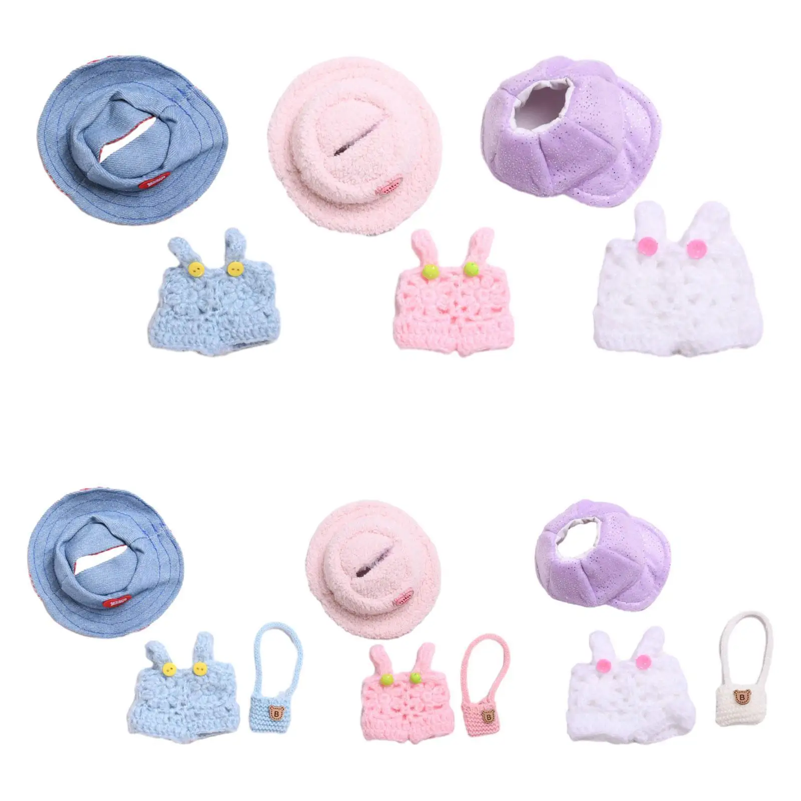 Doll Clothes Fashion Cartoon Suit Pretend Play DIY Mini Soft Doll Clothing Dress up Costumes for 6.69'' Doll Thanksgiving Gifts