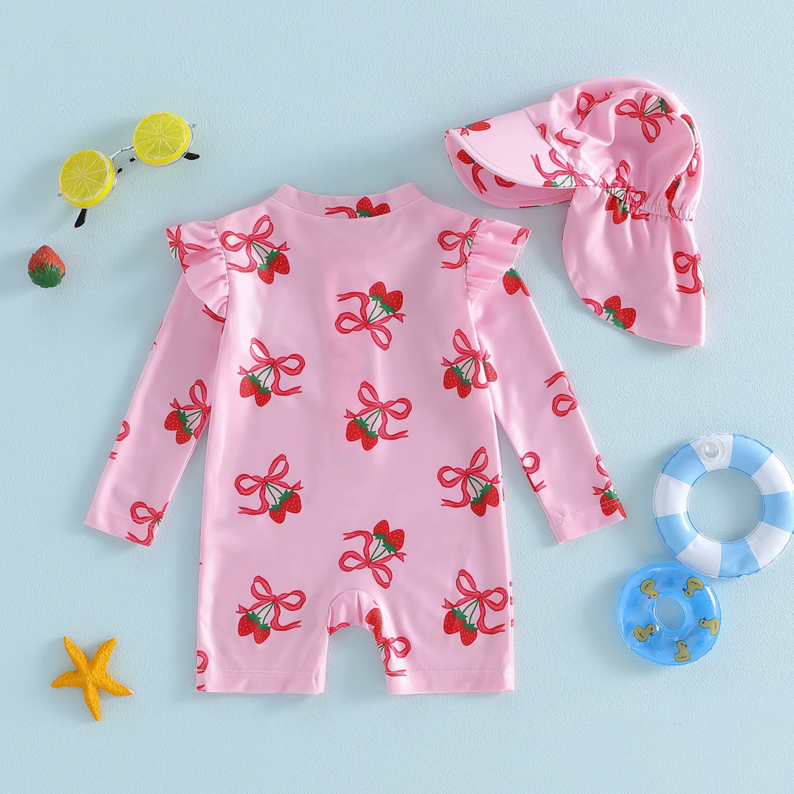 Visgogo Traje de baño 2 piezas para bebé niña con estampado fresa - imagen 2
