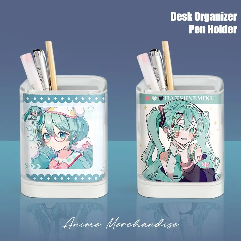 Hatsune Miku porte-crayons bureau bureau en plastique carré stylo Pot tasse étui conteneur organisateur créatif Simple Durable porte-crayon - imagen 2