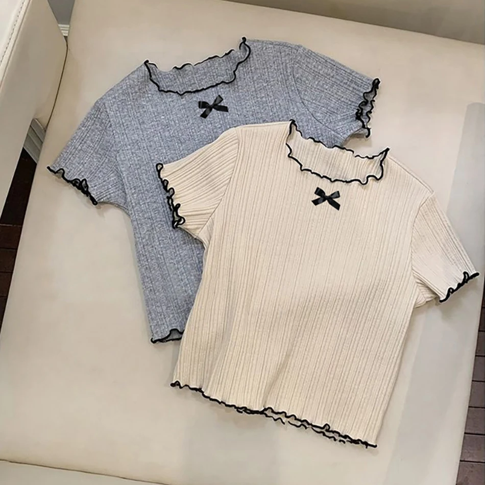 Camiseta de tejido hielo de niña manga corta cuello redondo - imagen 2