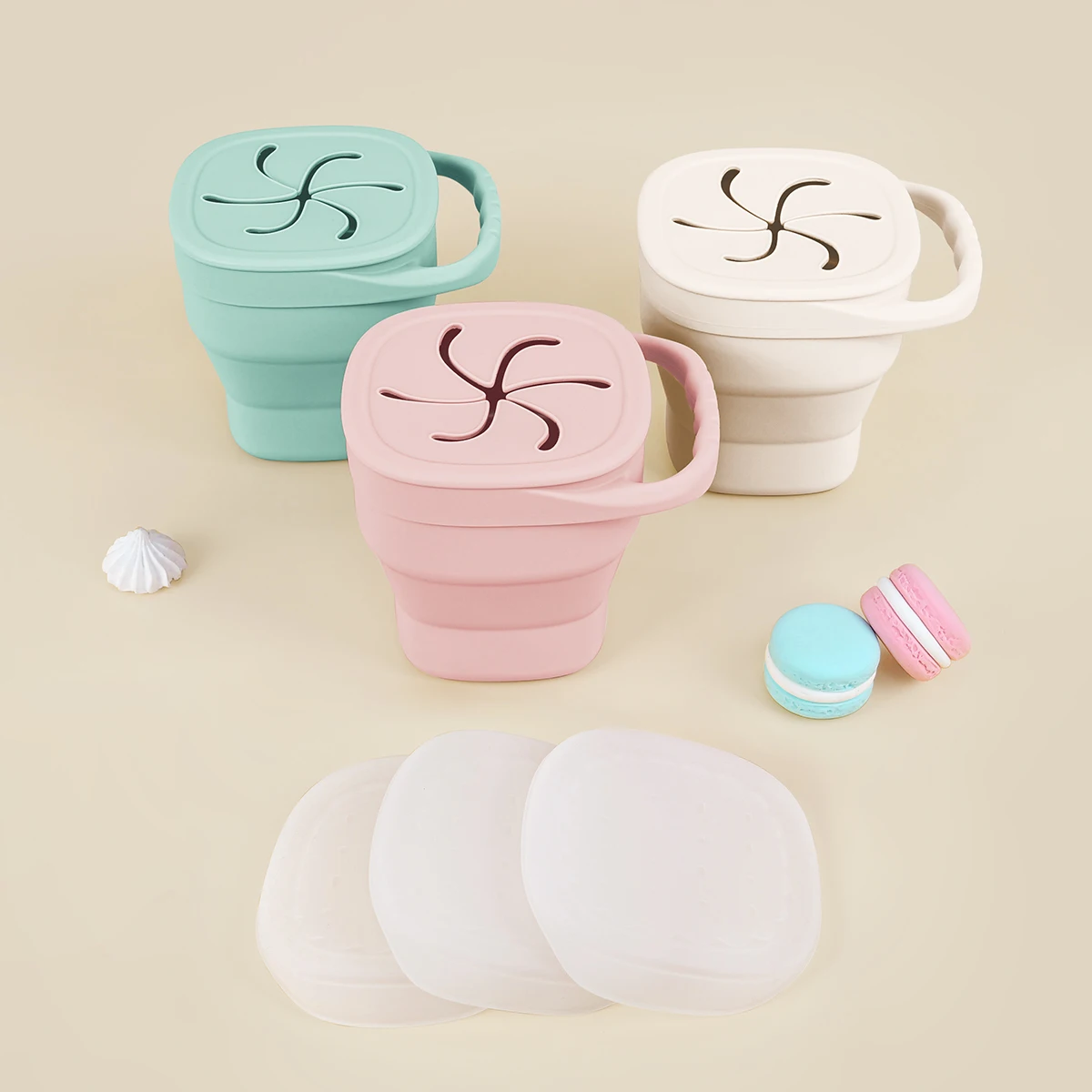 Caja de aperitivos silicona para bebé portátil, alimentación - imagen 4