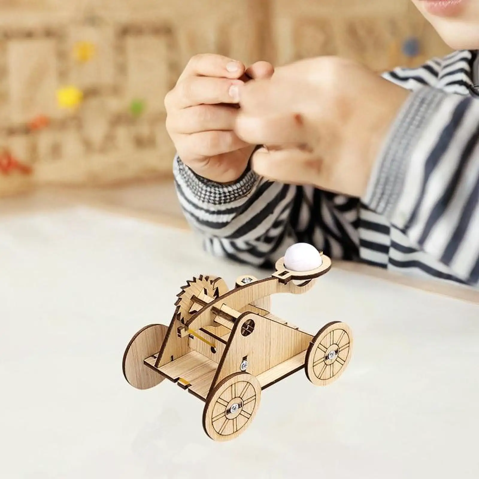 DIY Stone Thrower Model Toy 3D Wooden Assemble Toy for Home Age 8+ Years Old