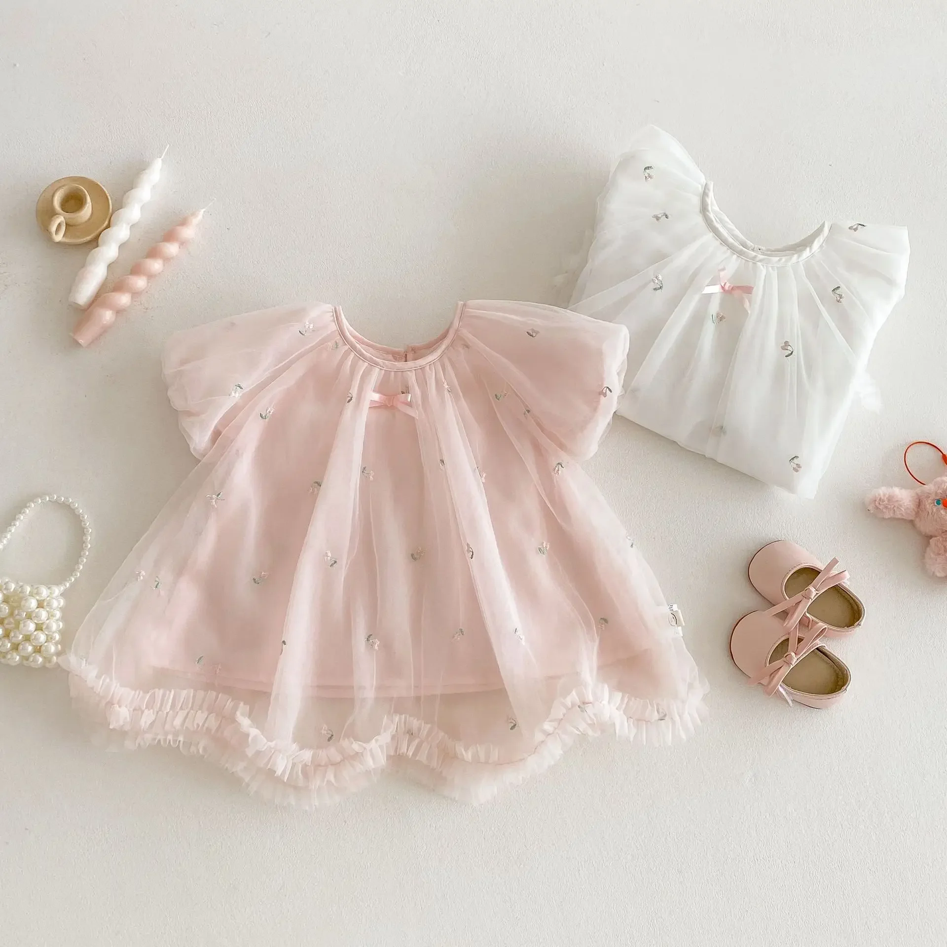 MILANCEL Vestido princesa tul bordado cumpleaños para niña – Verano - imagen 3