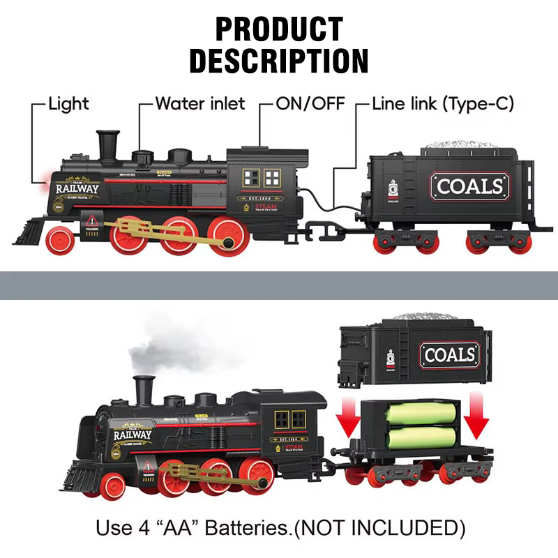 Tren eléctrico estilo Retro con vía y accesorios - imagen 3
