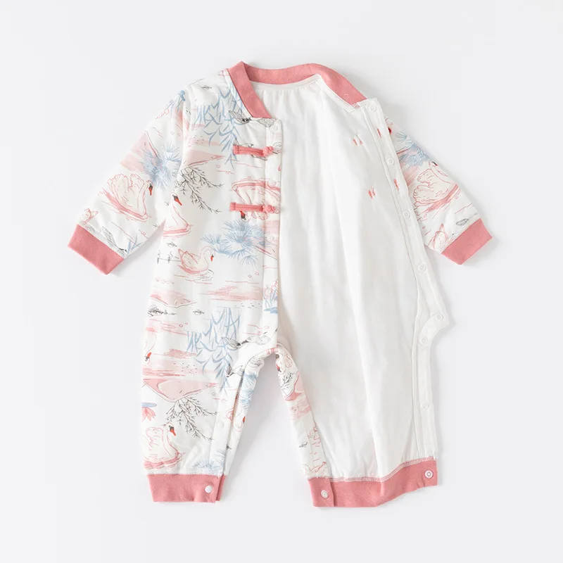 Ropa de otoño e invierno para recién nacidos, monos suaves y gruesos de algodón con dibujos animados de estilo chino, BC054 - imagen 3