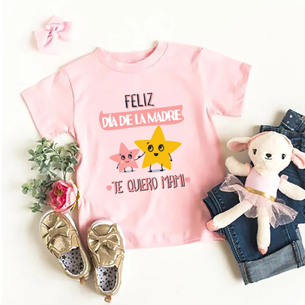Feliz día de la madre te amo mamá camisa estampada para niños camiseta de manga corta para niños Tops Día de la madre traje para niños y niñas camisetas para niños - imagen 4