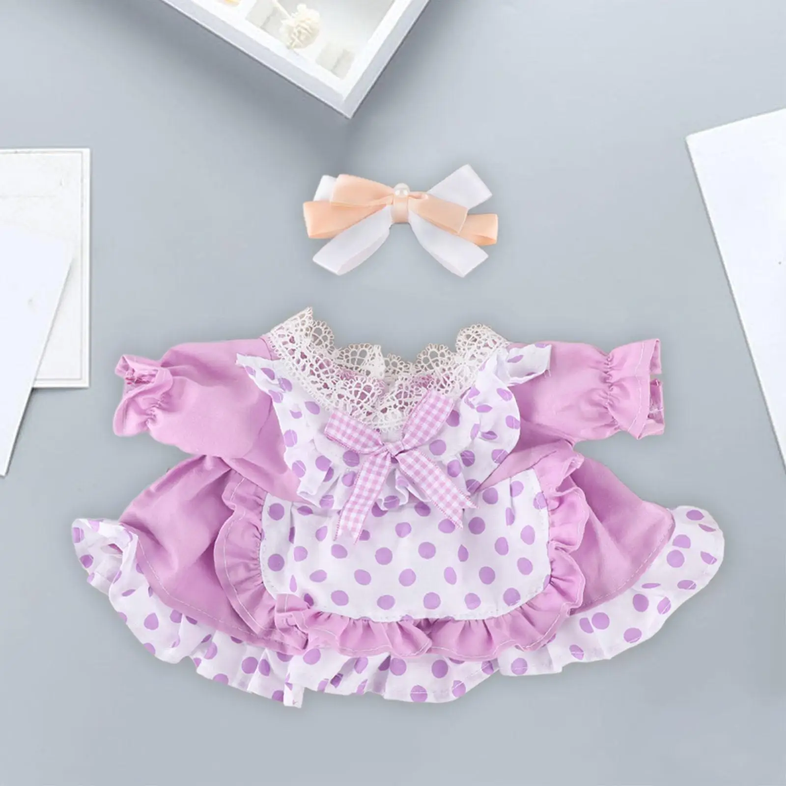 38cm Doll Dress Girl Doll Clothes Fashion Stylish Pretend with Hair Accessory Doll Accessories for Kids Gift Age 5 6 7 8 9 10