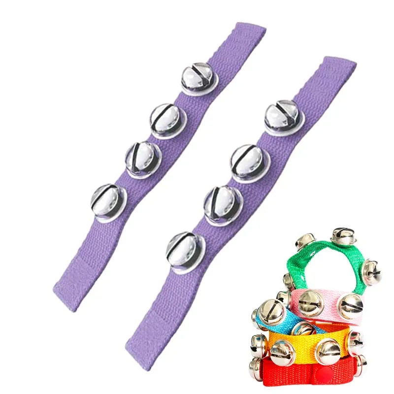 1 par de cascabeles morados, cascabeles de Navidad con correas de tela, colección de festivales, decoraciones para árboles de Navidad DIY, fiesta navideña TMZ
