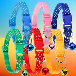 6 unids/set Collar de gato Collar de mascota pequeño de punto de moda puede ajustable Collar de 7-12 pulgadas con campana