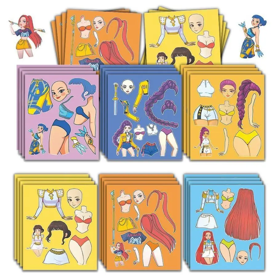 6 uds kpop equipo de caza de brujas pegatinas de vestir dibujos animados niños hechos a mano diversión sin corte DIY pegatinas de vestir - imagen 5