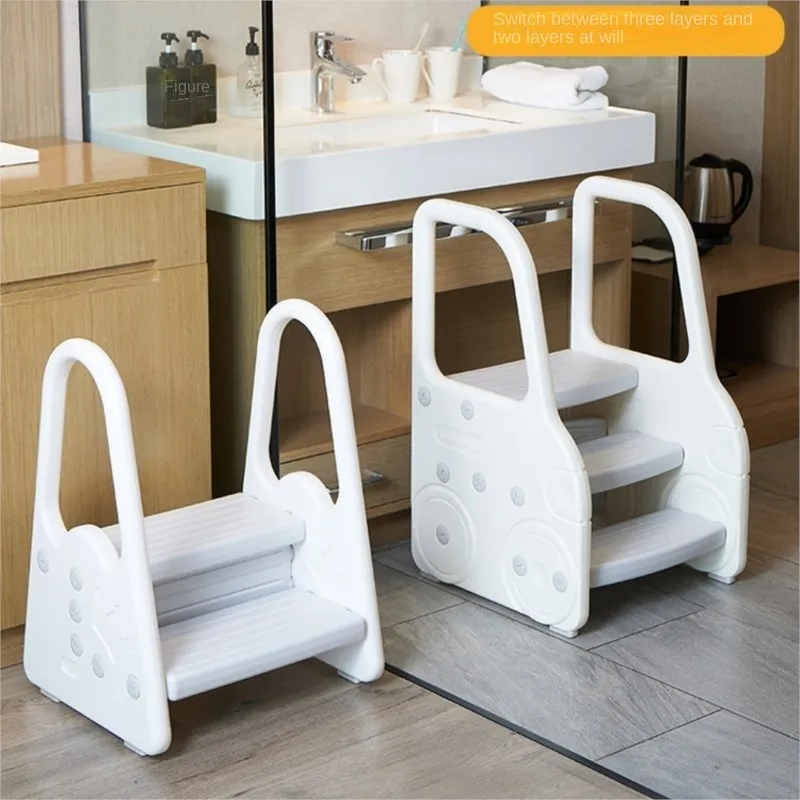LazyChild-taburete de lavabo para niños, taburete de plástico para baño, escaleras móviles desmontables, antideslizante, multifunción, para lavar a mano - imagen 5