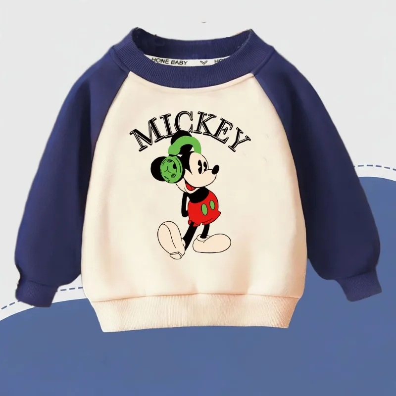 MICEKY impreso primavera otoño niños Casual Tops niños O cuello empalmado manga larga sudaderas con capucha niño moda sudaderas deporte Jersey - imagen 4