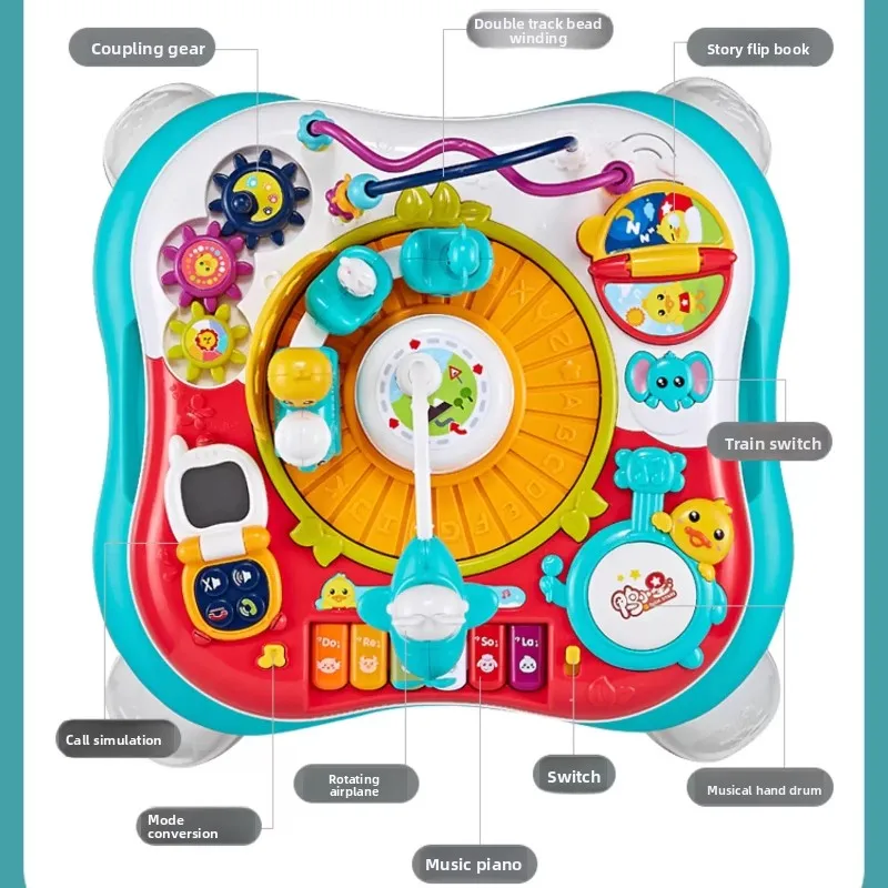 Mesa de actividades multifuncional para bebés, juguete educativo para 6-12 meses más, escritorio de aprendizaje desmontable, múltiples modos, regalo para niños y niñas - imagen 4