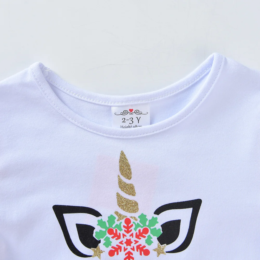 DXTON Vestido de niña con estampado de nieve y lazo de tul - imagen 4