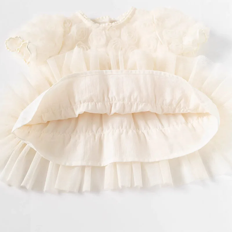 Vestido de verano manga corta para niña recién nacida con lazo - imagen 5